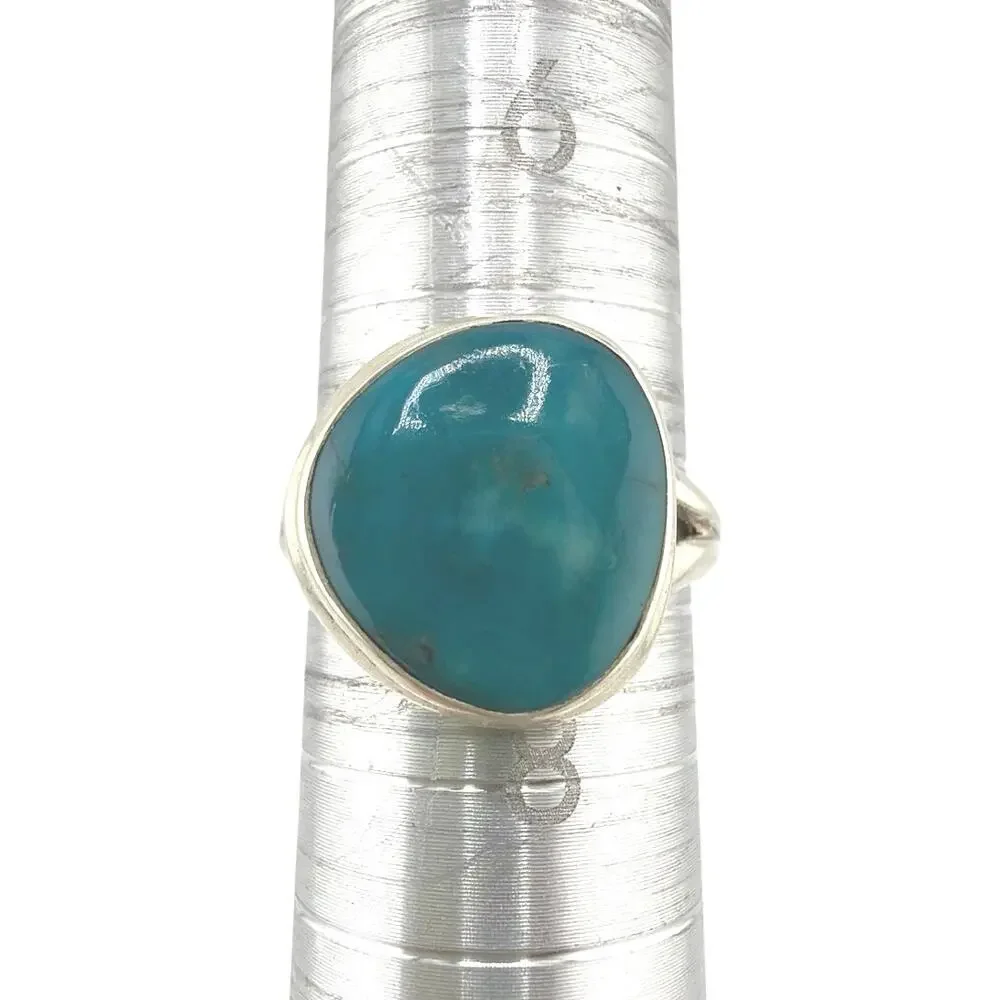 Freeform Larimar Split Shank 925 Sterling Silver Ring Size 7.5